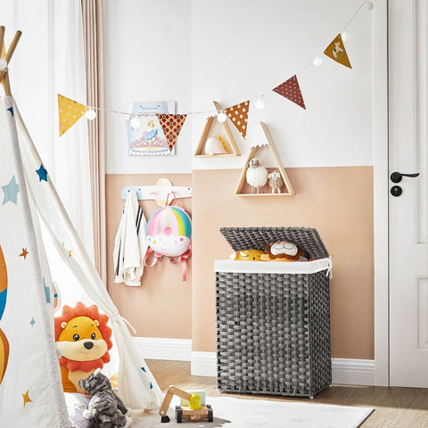 Rootz Laundry Basket - Clothes Basket - Laundry Storage Basket - Collapsible Laundry Basket - Portable Laundry Basket - Stylish Laundry Basket - Durable Laundry Basket - Grey - 46 x 33 x 60 cm