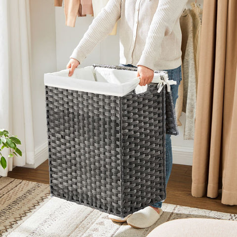 Rootz Laundry Basket - Clothes Basket - Laundry Storage Basket - Collapsible Laundry Basket - Portable Laundry Basket - Stylish Laundry Basket - Durable Laundry Basket - Grey - 46 x 33 x 60 cm