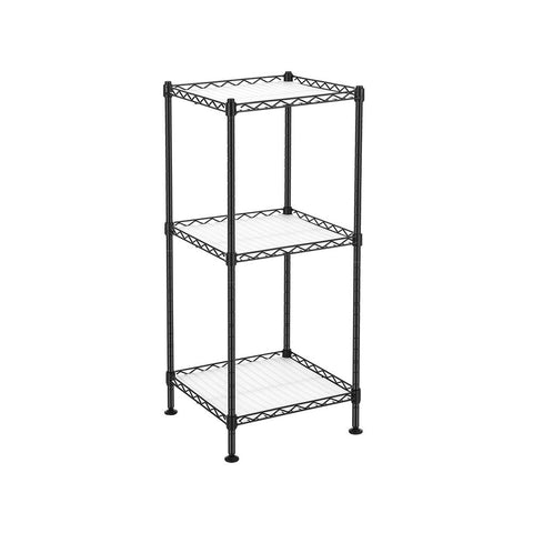 Rootz Bathroom Shelf - Bathroom Rack - 3-Tier Metal Shelf - Corner Bathroom Shelf - Powder-Coated Metal - Black - 30 x 30 x 73 cm
