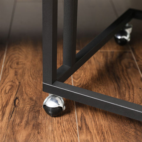 Rootz Couchtisch – Couchtisch mit Rollen – Moderner Couchtisch – Industrieller Couchtisch – Rustikaler Couchtisch – Spanplatte – Stahl – Greige-Schwarz – 50 x 35 x 55 cm (L x B x H)