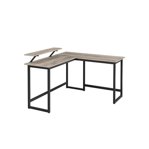 Rootz Computer Desk - L-shaped Computer Desk - Office Desk - Writing Desk - Home Office Furniture - Workstation - Study Desk - Executive Desk - Adjustable Desk - Corner Desk - Greige-Black - 140 x 130 x 76/91.5 cm (L x W x H)