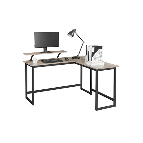 Rootz Computer Desk - L-shaped Computer Desk - Office Desk - Writing Desk - Home Office Furniture - Workstation - Study Desk - Executive Desk - Adjustable Desk - Corner Desk - Greige-Black - 140 x 130 x 76/91.5 cm (L x W x H)