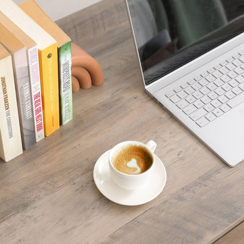 Rootz Computertisch – Computertisch mit 2 Ablagen – Bürotisch – Gaming-Schreibtisch – Home-Office-Schreibtisch – Stehpult – ergonomischer Computertisch – Spanplatte – Stahl – Greige-Schwarz – 120 x 60 x 75 cm (L x B x H)