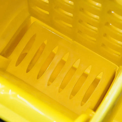 Rootz schoonmaakwagen - schoonmaakemmer - draagbare emmer op wieltjes met grote capaciteit - rollend waterschild - kunststof - metaal - geel - 60 x 36 x 84 cm