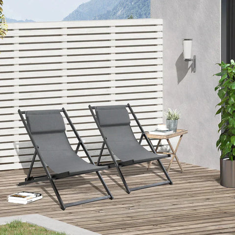 Rootz Klappstuhl – Klappbarer Gartenstuhl – Balkonstuhl – Campingstuhl – 2er-Set – Grau