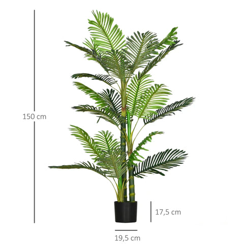 Rootz Artificial Plant - Artificial Palm Tree - Including Planter - Green + Black - 19.5cm x 19.5cm x 150cm