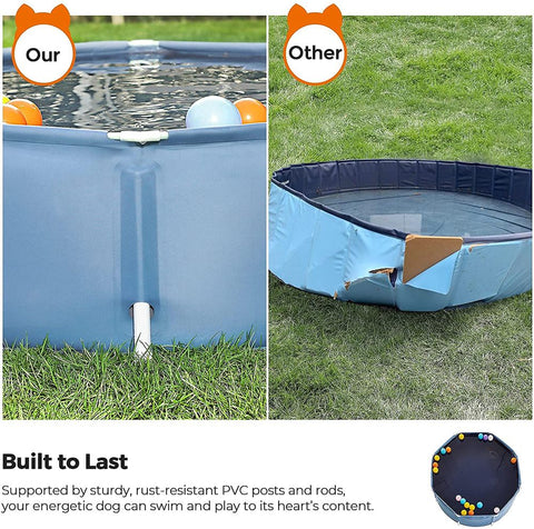 Rootz Dog Pool - Foldable Dog Pool - Dog Swimming Pool - Inflatable Dog Pool - Outdoor Dog Pool - Non-slip Dog Pool - PVC - Polyester - Blue - 120 x 30 cm (ø x h)