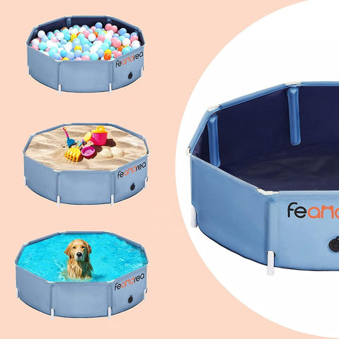 Rootz Dog Pool - Foldable Dog Pool - Dog Swimming Pool - Inflatable Dog Pool - Outdoor Dog Pool - Non-slip Dog Pool - PVC - Polyester - Blue - 120 x 30 cm (ø x h)