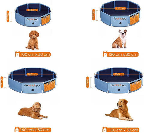 Rootz Dog Pool - Foldable Dog Pool - Dog Swimming Pool - Inflatable Dog Pool - Outdoor Dog Pool - Non-slip Dog Pool - PVC - Polyester - Blue - 120 x 30 cm (ø x h)