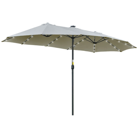 Rootz Double Sided Umbrella - Umbrella - Market Umbrella - Garden Umbrella - Garden Parasol - Parasol - With LED - Light Gray/Black - 4.5L x 2.65W x 2.4H m