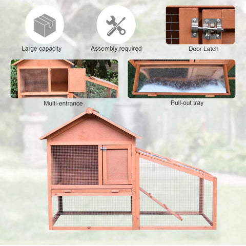 Rootz Small Animal Hutch - Rabbit Hutch - Wood Hutch - Animal Hutch - Animal Cage - 144 x 64.5 x 100 cm