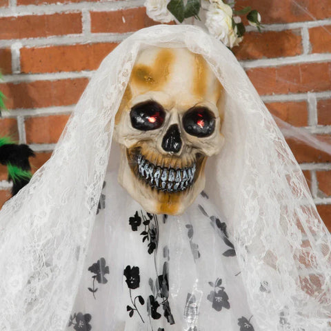Rootz Halloween Decoration - Ghost Bride With Special Effects And Sound Function - Indoor Decoration - White - 110 cm x 18 cm x 175 cm