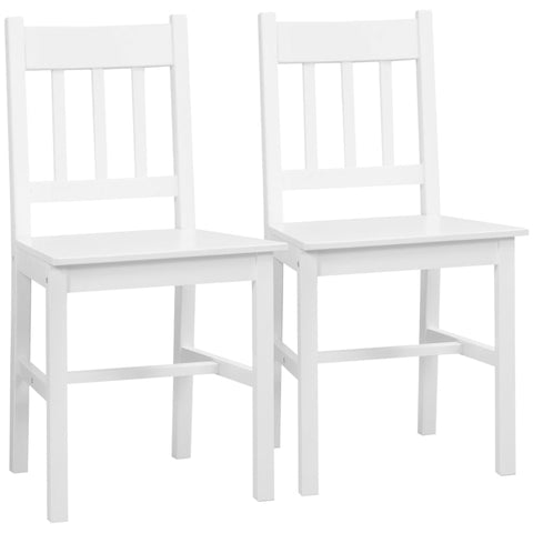 Rootz Set of 2 Dining Chairs - Wooden Chairs - Solid Wood - Pinewood - White - 41L x 46.5W x 85.5H cm
