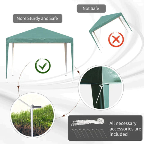 Rootz Gazebo - Pop-up Gazebo - Garden Gazebo - Foldable Party Tent - Garden Tent - UV Protection - Steel + Oxford - Green - 2.95 x 2.95 m