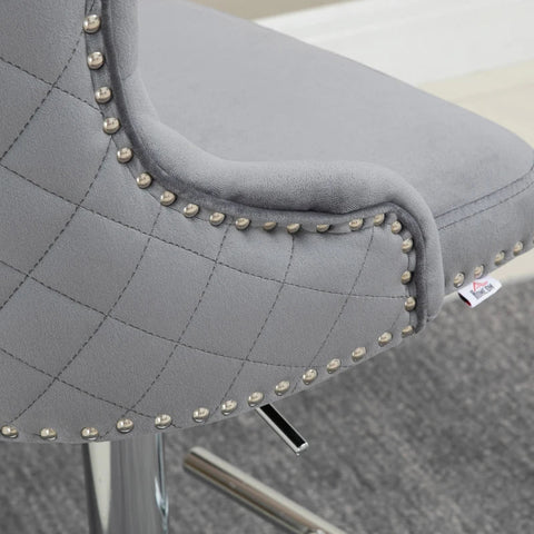 Rootz Barhocker – Hocker – 2er-Set – Barhocker – höhenverstellbar – drehbarer Sitz – Fußstütze – Stahl – Grau – 46 x 55 x 123 cm