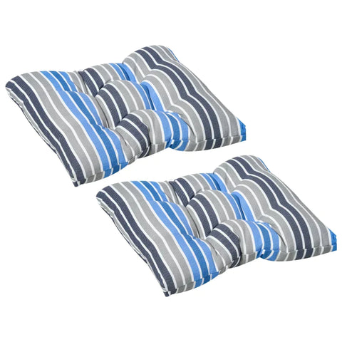 Rootz Cushions - Seat Cushions - Chair Cushions - Seat Pad - Garden Chair Cushions - Set of 2 - Blue Striped - 50L x 45W x 8D cm