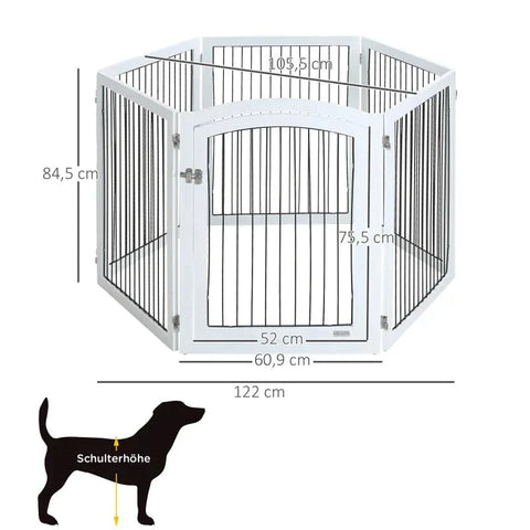 Rootz Dierenbox - Beschermrooster - Dierenbox - Buitenren - Met Deuruitlaat - Voor Kleine Dieren - Flexibel Opvouwbaar - Wit/Zwart - 122 x 105,5 x 84,5 cm