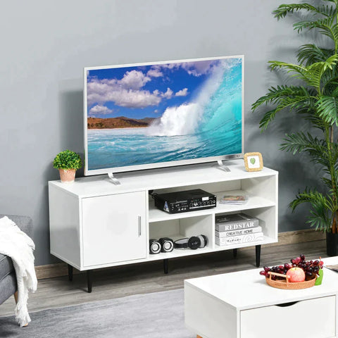 Rootz TV Cabinet - TV Table - Storage Cabinet - TV Stand - Cabinet - White - 120 cm x 40 cm x 55 cm
