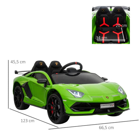 Rootz Electric Car For Children - Lamborghini Svj Licensed Children's Vehicle - Children's Car For 3-8 Years With Remote Control - 2 X 550 Motors - MP3/USB Light Music - Metal - Green- 123 x 66.5 x 45.5 cm