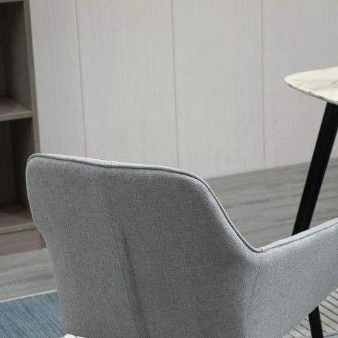 Rootz Set Of 2 Dining Chairs - Dining Chairs - Upholstered Chair With Breathable Linen Cover - Living Room Chair - Armchair - Kitchen Chair With Backrest - Metal Legs - Grey - 59.5 x 56.5 x 81 cm