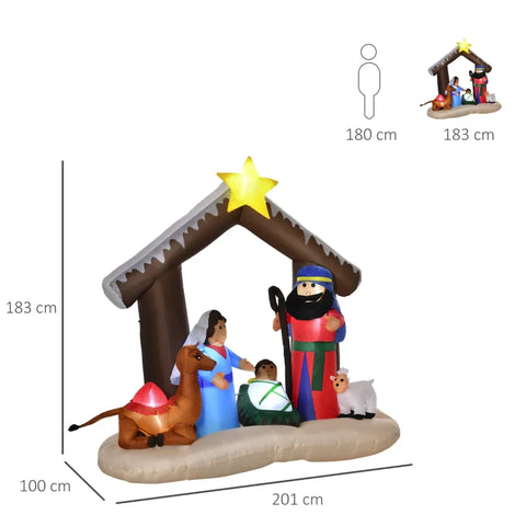 Rootz Christmas Arch - Inflatable Christmas Arch - Bible Arch of Jesus - Birth Christmas Decoration - Arch with LED Lights - Waterproof - Multicolor - 201 x 100 x 183cm