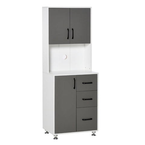 Rootz Storage Cabinet - Kitchen Cabinet - Kitchen Cupboard - Gray/White - 60 cm x 40 cm x 150 cm