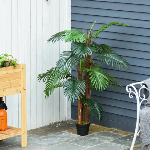 Rootz Artificial Palm Tree - Decorative Plant with 19 Leaves - Nursery Pot - Fake Plastic - Indoor - Outdoor - Greenery - Home - Office - 120 cm