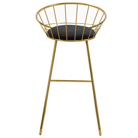 Rootz Bar Stool - Kitchen Stool With Backrest - Plastic Pins For Kitchen - Dining - Gold/Black - 52.5 x 47 x 97 cm