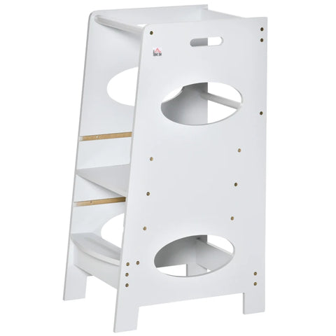 Rootz Kids Opstapkruk - Kids Learning Tower - Opstapkruk - Kruk Staand - Met 3 Treden - Grijs - 40 x 50 x 90 cm