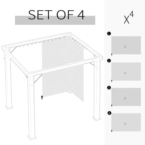Rootz 4 Side Panels - Gazebo With Hooks - Side Panels For Gazebo - Side Panels Party Tent - Polyester - Beige - 302 x 205 cm
