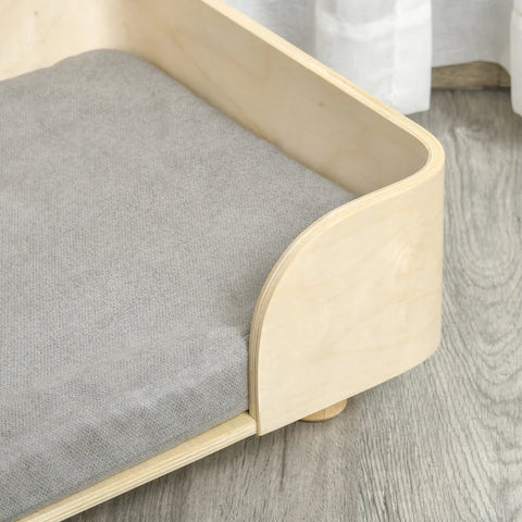 Rootz Pet Bed - Hondensofa - Raised Pet Sofa - Kattensofa - Hondenbed - Hondenslaapplaats - Inclusief Kussen - Naturel/Lichtgrijs - 75,5cm x 45,7cm x 21cm