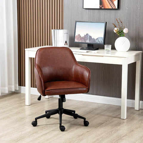 Rootz Office Chair - Height Adjustable - Swivel Function - Brown - 58.5 cm x 62 cm x 91 cm