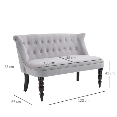 Rootz Sofa - 2-Seater Couch - Upholstered Sofa - Sofa Seating - Gray - 120 x 67 x 78 cm