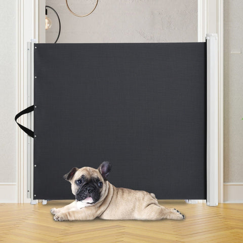 Rootz Pet Safety Gate - Security Gate - Smart Pet Gate - Retractable Safety Gate - Grey - 115Lx82.5Hcm