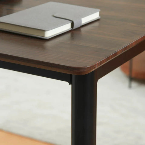 Rootz Bar Table - Home Bar Furniture - Industrial Design - Steel Frame - Sturdy And Durable - Walnut Wood Look - 118 x 58 x 108 cm