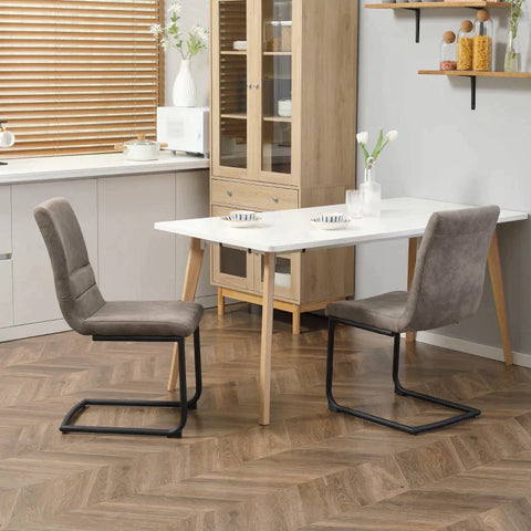 Rootz Set Of 2 Dining Chairs - Modern Design - Cantilever - Velor Look - Brown - 42 cm x 64 cm x 90 cm