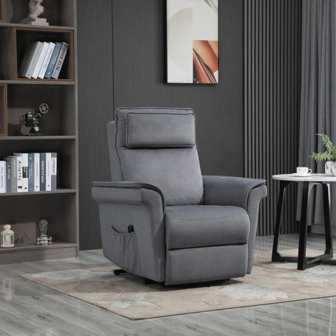 Rootz Armchair - Stand-up Aid - Tv Chair - Massage Chair - Relaxation Chair - Reclining Function - Linen Touch - Steel - Gray - 86 x 95 x 106 cm