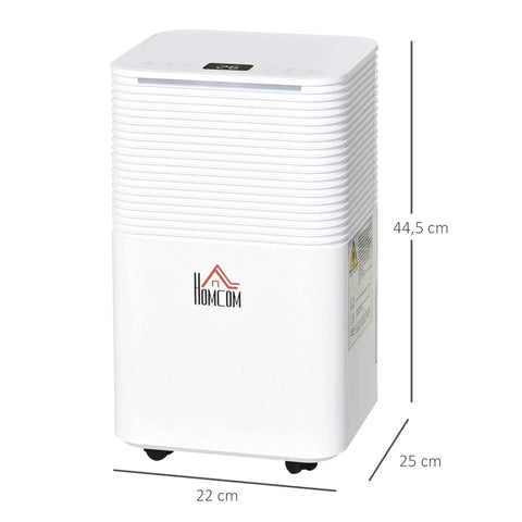 Rootz Dehumidifier - Electric Dehumidifier - 2000ml Dehumidifier Against Moisture With Wheels - Bathroom - Living Room - Bedroom - ABS - White - 22 x 25 x 44.5 cm