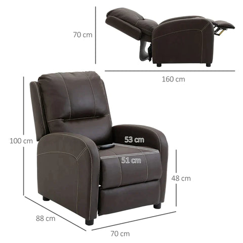 Rootz Massage Chair - TV Chair - Electric Chair - Relaxation Chair - Living Room Chair - 165° Inclination - PU Metal - Dark Brown - 70 x 88 x 100 cm