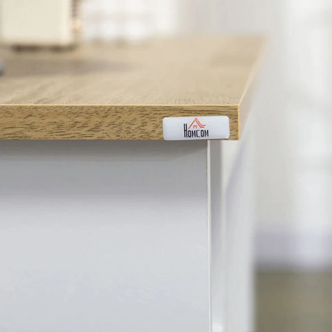 Rootz Kitchen Cabinet - 5 Shelves - Easy To Clean - 3 Side Compartments - Large Storage Solution - Chipboard - White + Natural - 75L x 39.5W x 88H cm