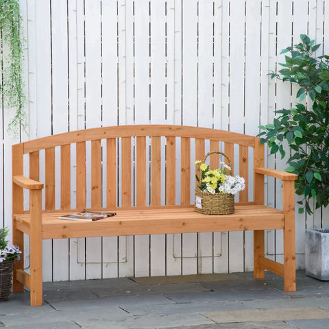 Rootz Garden Bench - 2-seater Wooden Bench - Park Bench - Terrace Bench With Backrests - Garden Furniture - Fir Wood - Orange - 140 x 50 x 85 cm