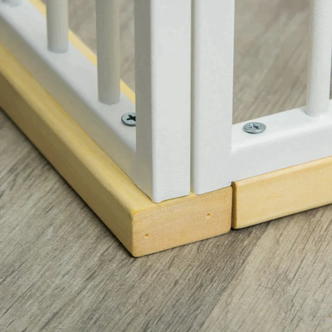 Rootz Pet Box - Pet Enclosure - Outdoor Pet Enclosure - Hondenbox Beschermpoort - Staal/Grenenhout - Wit/Natural - 93 x 61 x 59 cm