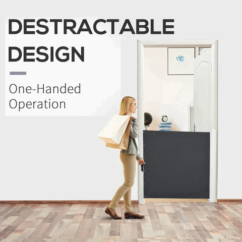 Rootz Pet Safety Gate - Security Gate - Smart Pet Gate - Retractable Safety Gate - Grey - 115Lx82.5Hcm