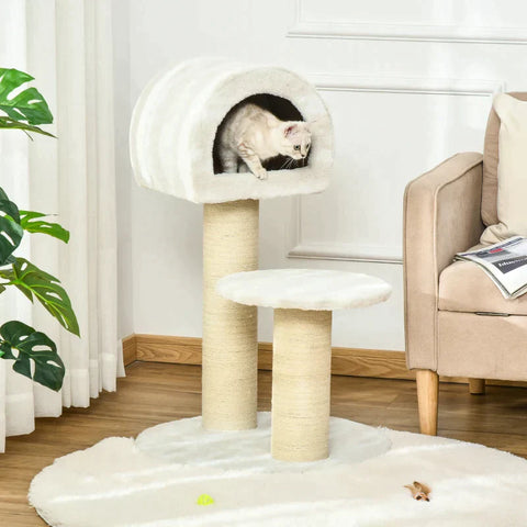 Rootz Krabpaal - Kattengrot - Kattenkrabpaal - Kat Klimboom - Kattenbed - Beige/Lichtbruin - 60 x 60 x 93 cm