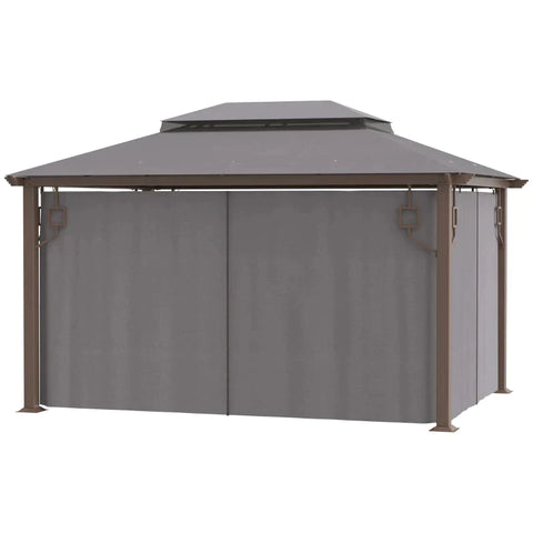 Rootz Gazebo - Garden Gazebo - Pavilion - Garden Tent - Party Tent - With Side Nets And Curtains - Aluminum/Steel/Polyester - Dark Grey - 4m x 3m