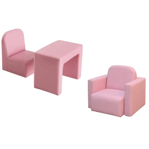 Rootz Children's Sofa - 2-in-1 Children's Sofa Table And Chair Set - Children's Armchair - Mini Sofa - Mini Armchair - Pink