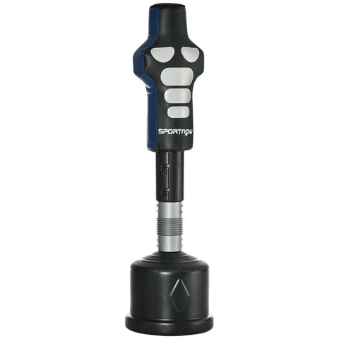 Rootz Punching Bag - Boxing Dummy - Dummy - Free-standing - Height-adjustable - Heavy Base - Imitation Leather - Black/Grey/Blue - 55 x 55 x 178-207 cm