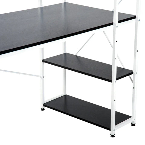 Rootz Desk - Computer Table - Computer Workstation - Office Table - With Shelf - Study Table - White/Black - 120x64x121cm