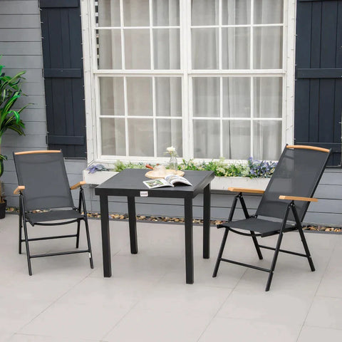 Rootz Klappstuhl – Gartenstuhl – Camping-Ausflugsstuhl – 2-teiliger Gartenstuhl – Aluminium – Schwarz – 71,5 cm × 68 cm × 109 cm