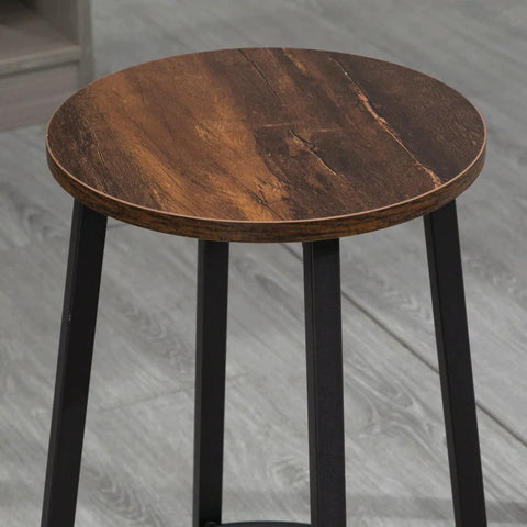 Rootz Bar Stools - Set Of 2 Kitchen Breakfast Stools - Sturdy Steel Frame - Industrial Tall Bar Chairs - 65cm High Seat - Footrest - Rustic Brown - 42 x 42 x 65 cm